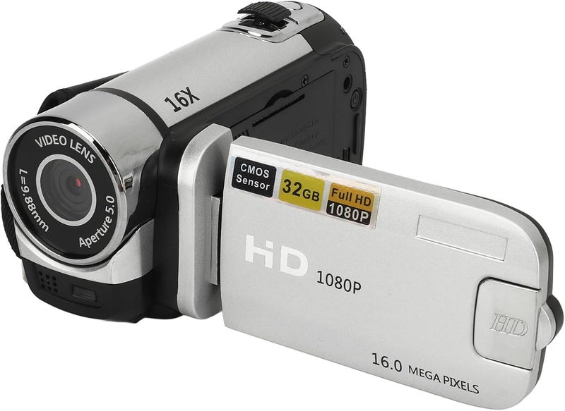Sanpyl Video Camera Camcorder, 1080P 16MP 16X Zoom 2.4 Inch Rotatable Screen Camcorder, Handheld Video Recorder with Fill Light & 1/4 inch Thread Hole for Teens Beginner Adult (Silver) - Image 1